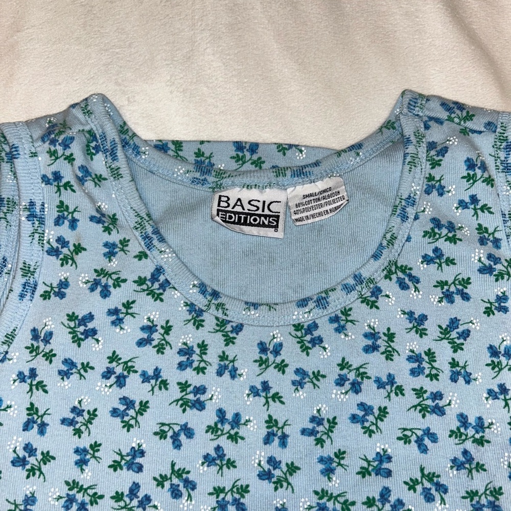 Basic Editions Light Blue Floral Tee